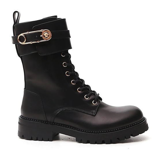 🖤NWT- Versace Black Leather Combat Boots🖤 - Picture 3 of 11